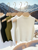 Cropped malha regata Lã verão outono curta sem mangas sólida