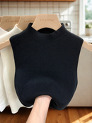 Cropped malha regata Lã verão outono curta sem mangas sólida